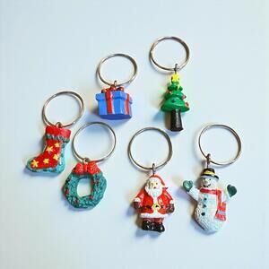 Holiday Christmas Wine Rings Resin Set of 6